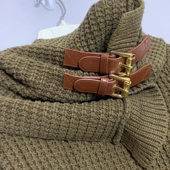 Michael Kors thick Cozy Chunky Knit Sweater Neck warmer green small pullover